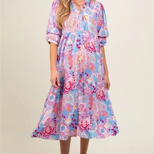 Patterned Maternity Dress in Blue and Pink *Make an Offer or Bundle*